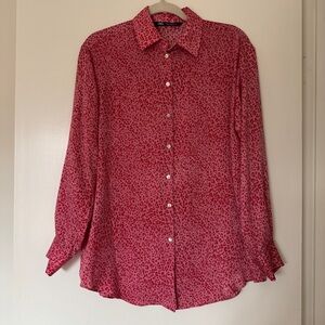Zara Pink Leopard Print Silky Shirt